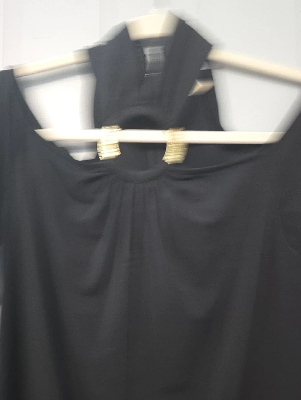 Michael Kors Black Cold-Shoulder Tunic with Gold Ring Accent